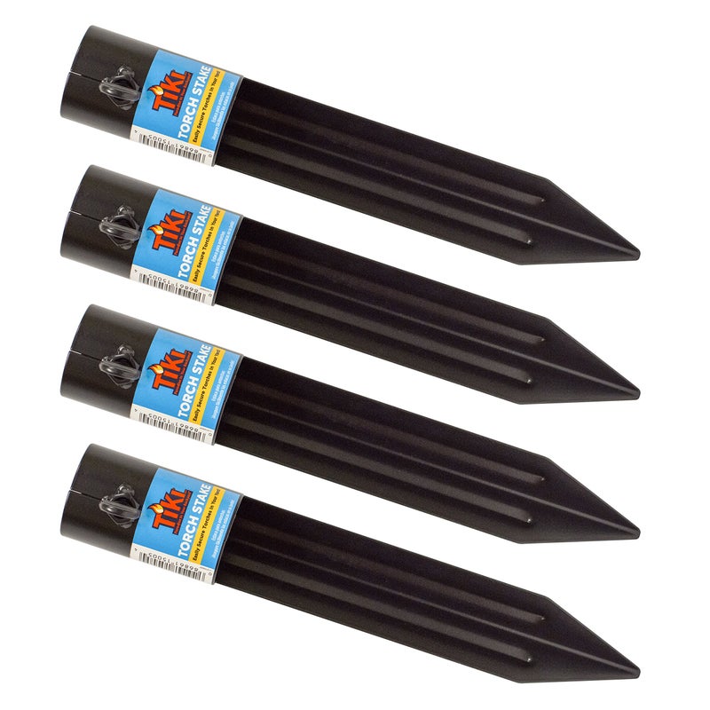 TIKI Metal Torch Stakes 4-Pack, Durable & Weather-Resistant Torch Holders for Bamboo & Metal Poles, Easy-to-Install Outdoor Torch Accessories for Patio, Lawn & Garden, 10.75-Inch Black - Image 1